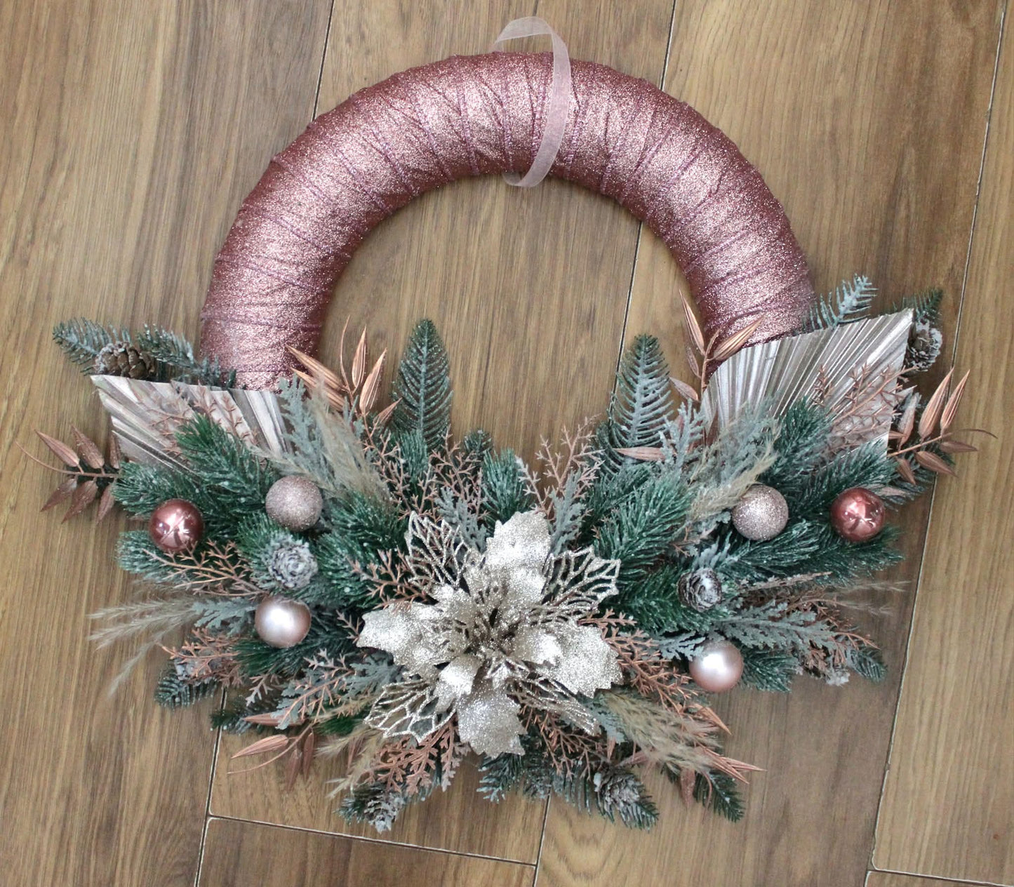Rose Gold Champagne Blush Door Wreath