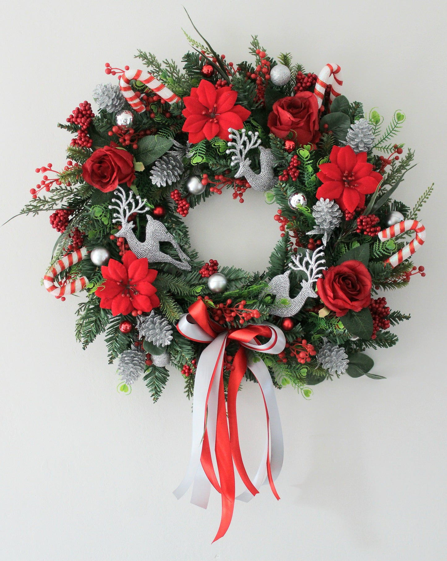 Ruby and Silver Wonderland Christmas Door Wreath