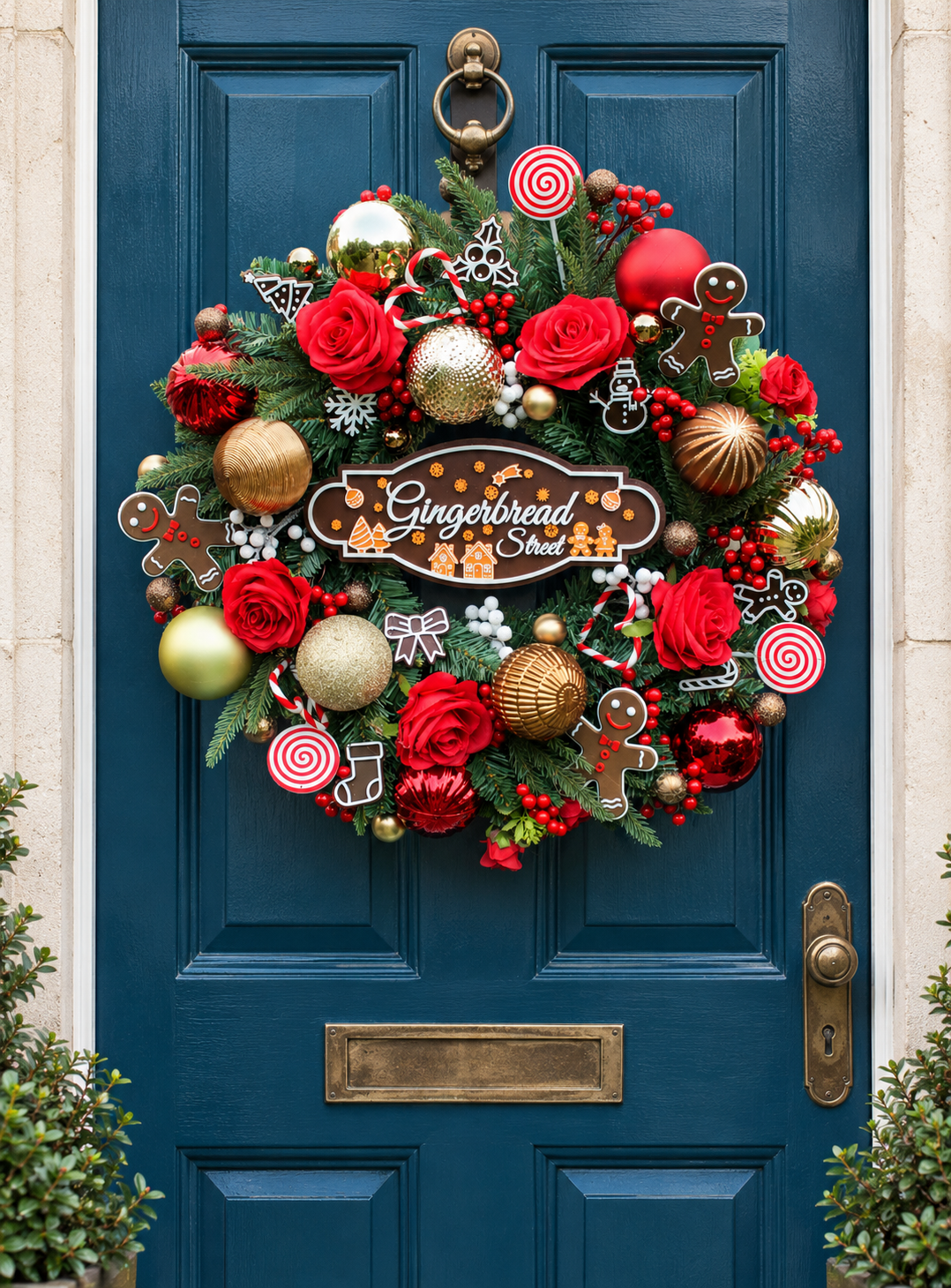 Gingerbread Street Deluxe Door Wreath 60cm