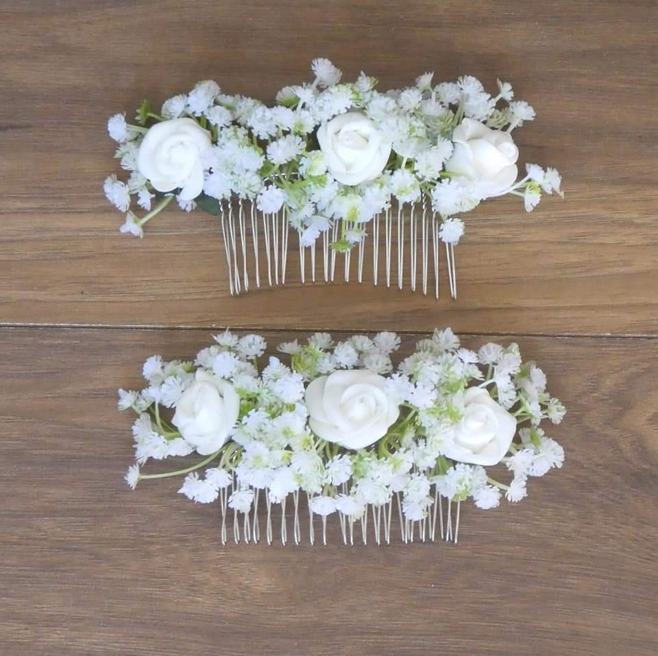 The Gypsophilia and Rose Hair Comb