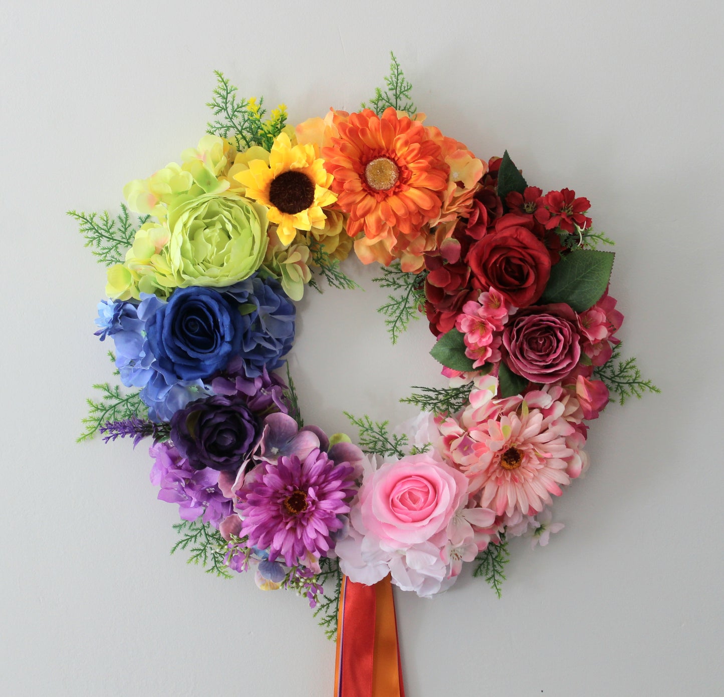 Rainbow Door Wreath