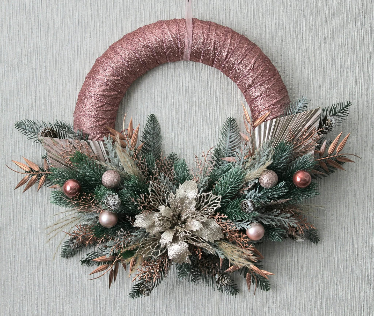 Rose Gold Champagne Blush Door Wreath