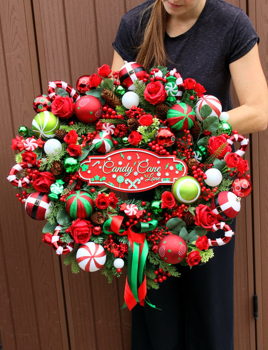 Candy Cane Lane Door Wreath 60cm