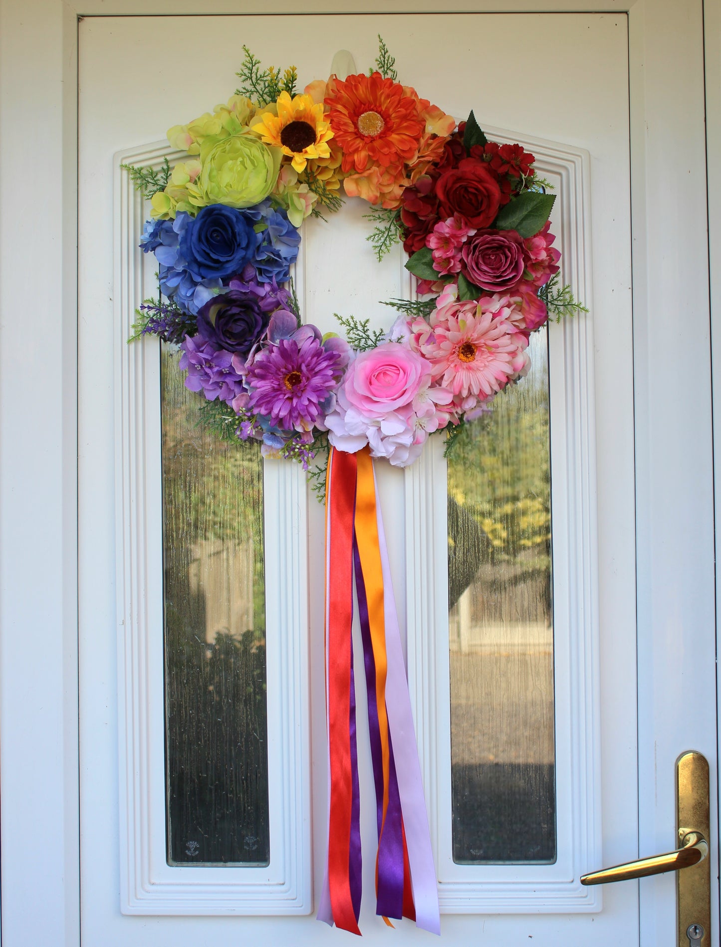 Rainbow Door Wreath