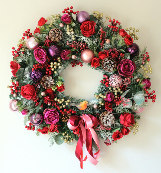 Raspberry Ripple Deluxe Door Wreath 60cm