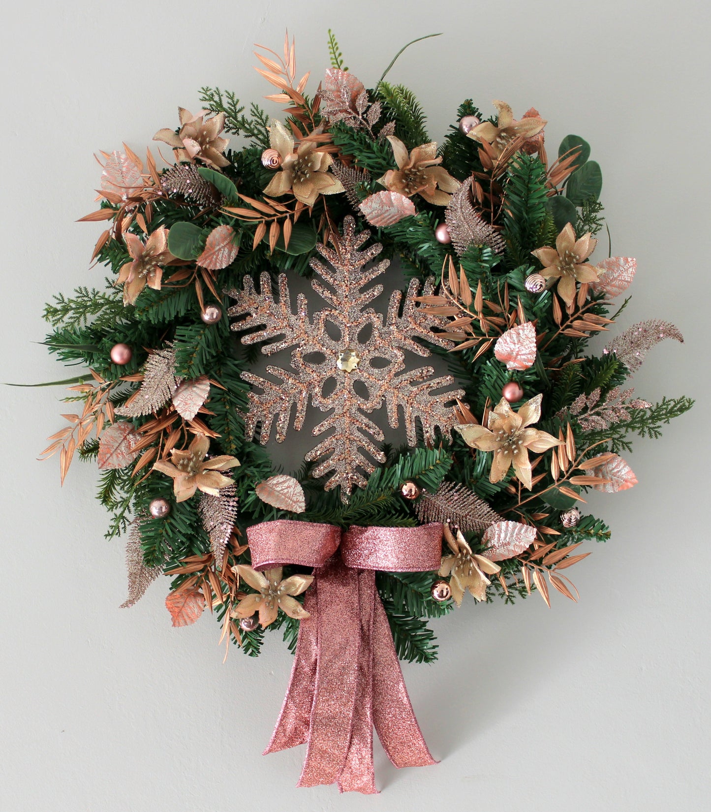Rose Gold Opulence Christmas Door Wreath