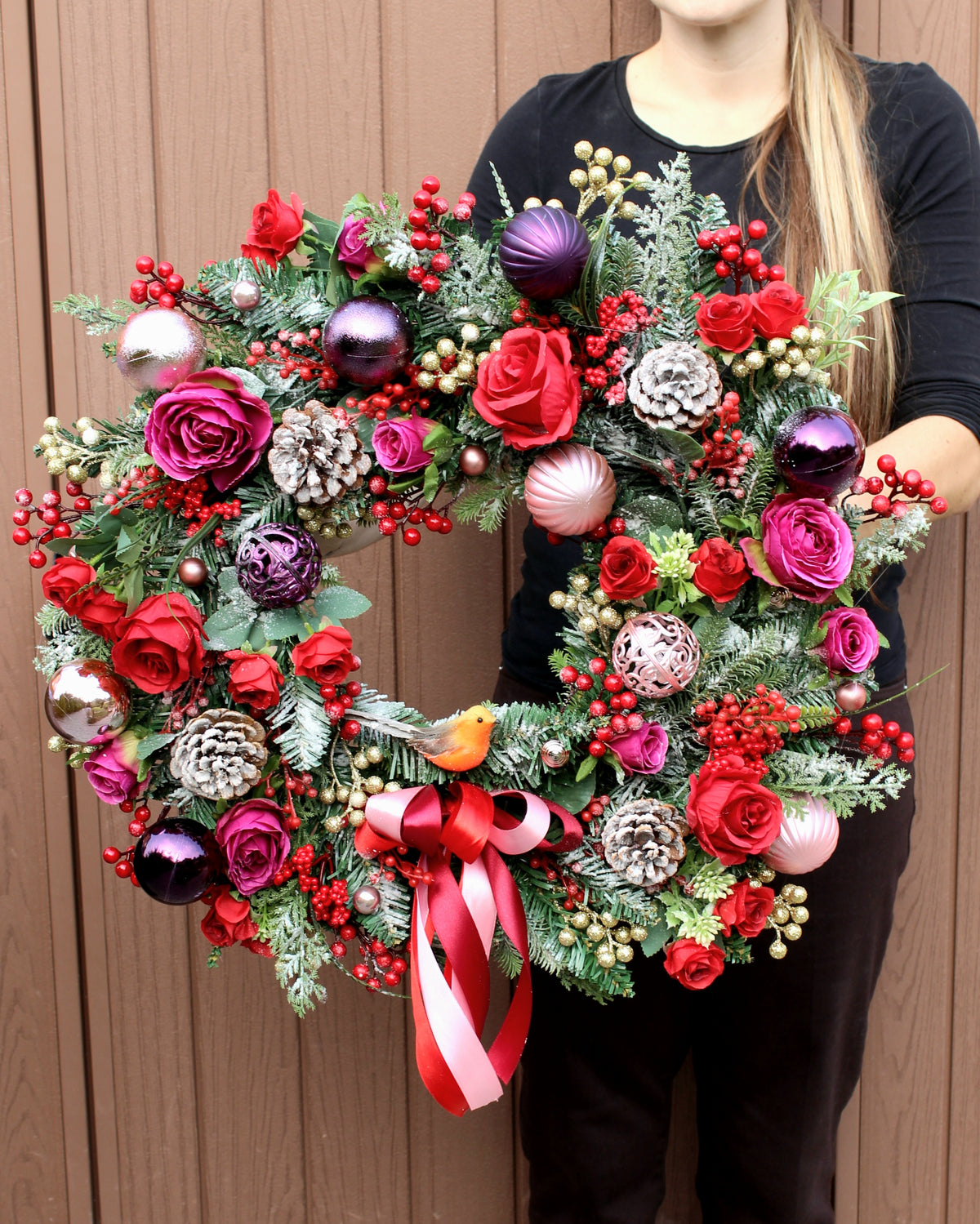 Raspberry Ripple Deluxe Door Wreath 60cm