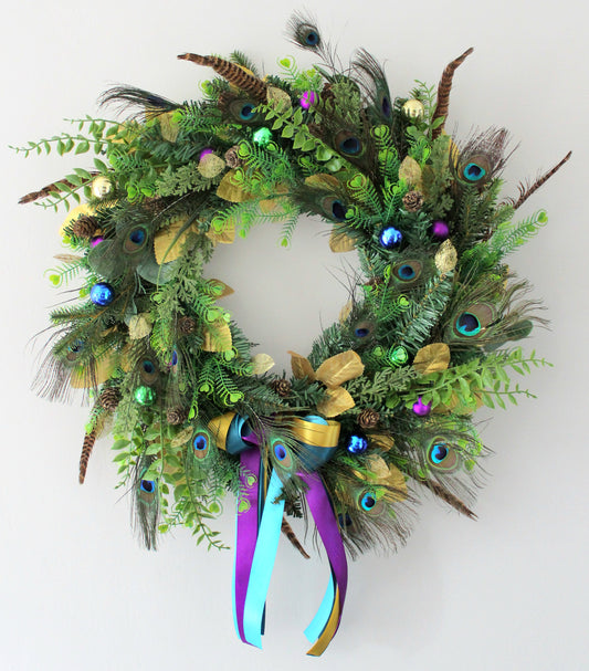 Peacock Elegance Door Wreath