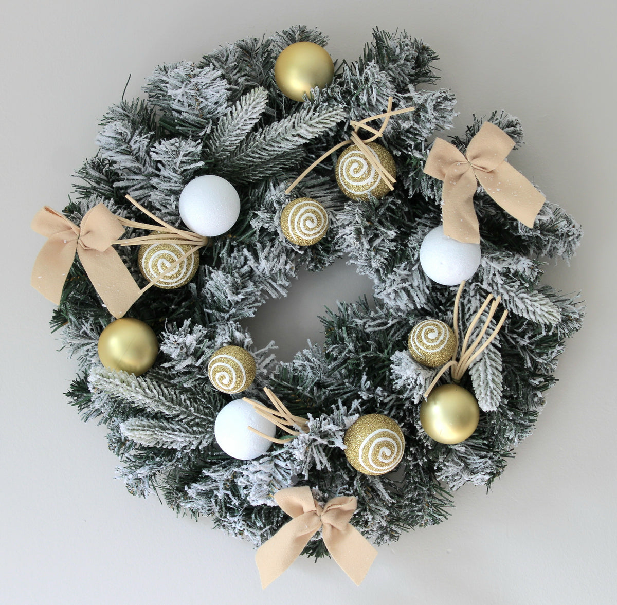 Baubles and Bows Gold Christmas Door Wreath 40cm