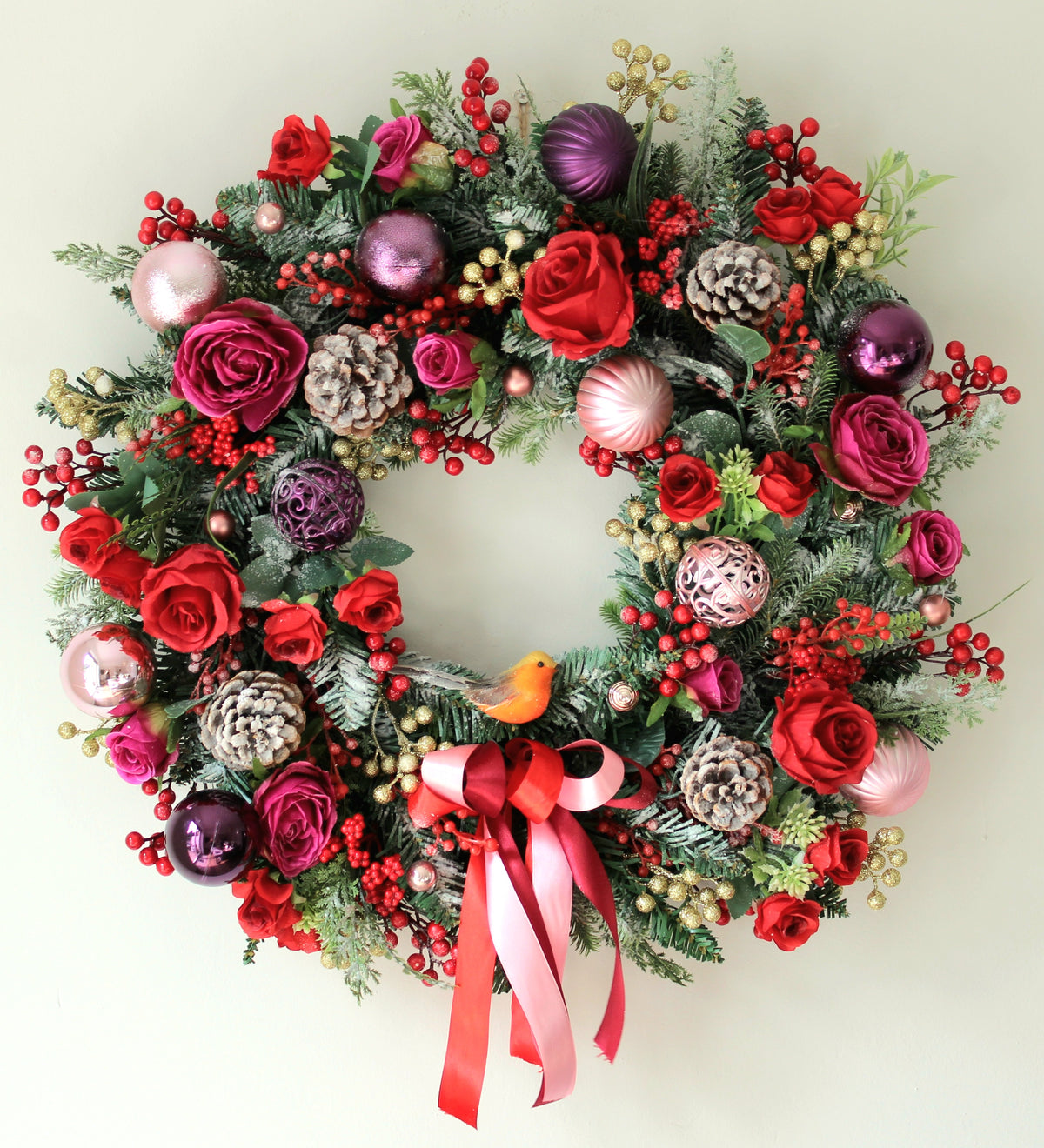 Raspberry Ripple Deluxe Door Wreath 60cm